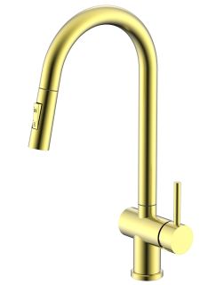 Смеситель для кухни Splenka S204.49.03 с выдвижным изливом золотой сатин